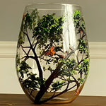 Weinbecher mit handgemaltem Jahreszeitenbaum-Motiv