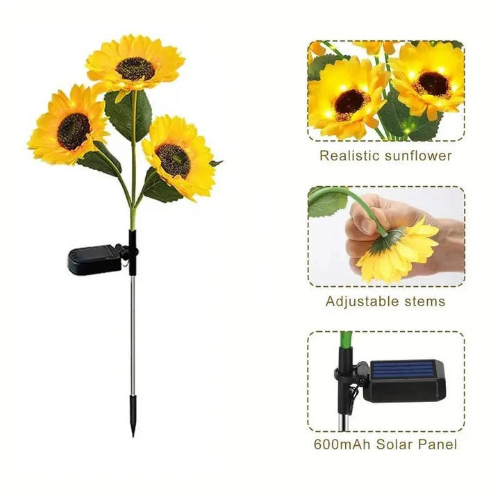 Sonnenblumen LED Solarlicht mit flexiblen Blütenblättern