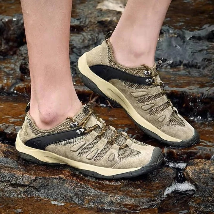 Damen Wanderschuhe mit Leder-Mesh-Obermaterial für Outdoor-Aktivitäten