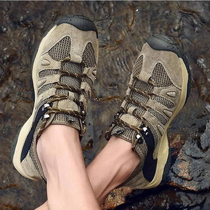 Damen Wanderschuhe mit Leder-Mesh-Obermaterial für Outdoor-Aktivitäten