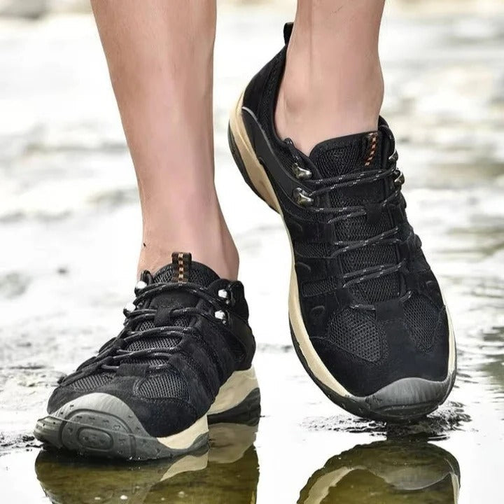 Damen Wanderschuhe mit Leder-Mesh-Obermaterial für Outdoor-Aktivitäten