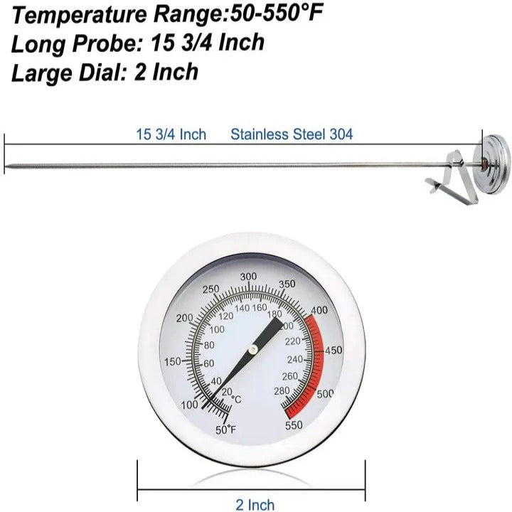Edelstahl Frittierthermometer mit 38 cm langer Sonde