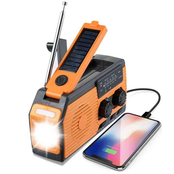 Solar- und Handkurbel-Radio mit 5000mAh Powerbank