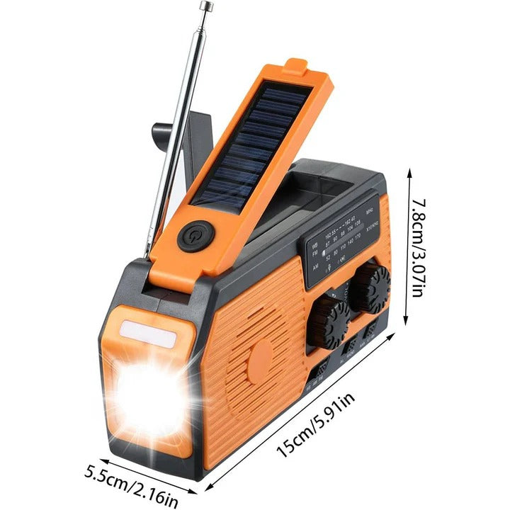 Solar- und Handkurbel-Radio mit 5000mAh Powerbank