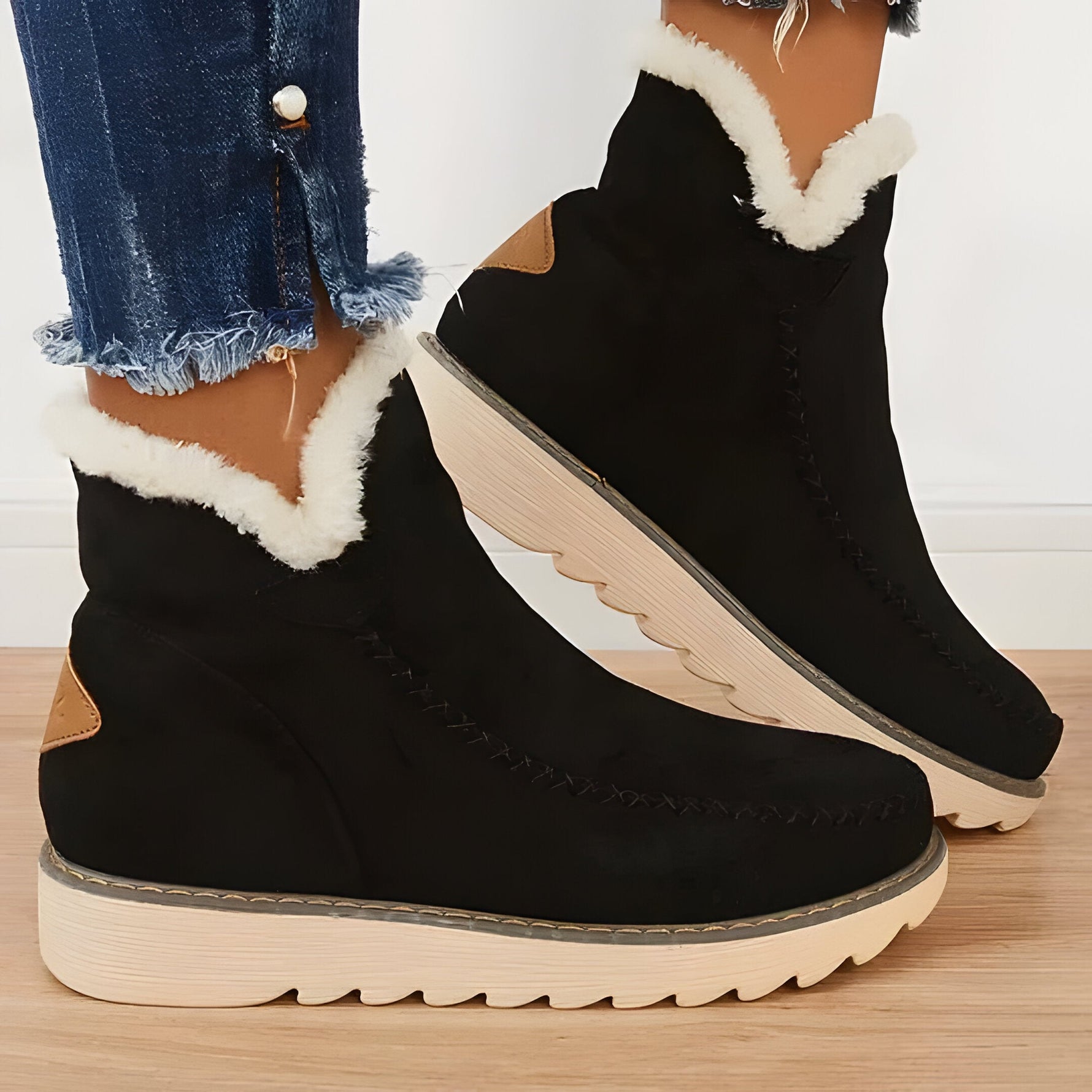 Elegante Stiefeletten mit Futter aus Kunstfell und Slip-On Design