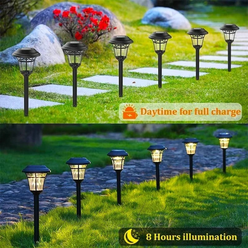Solarbetriebene LED Gartenlichter für Außenbereiche, 4er Set