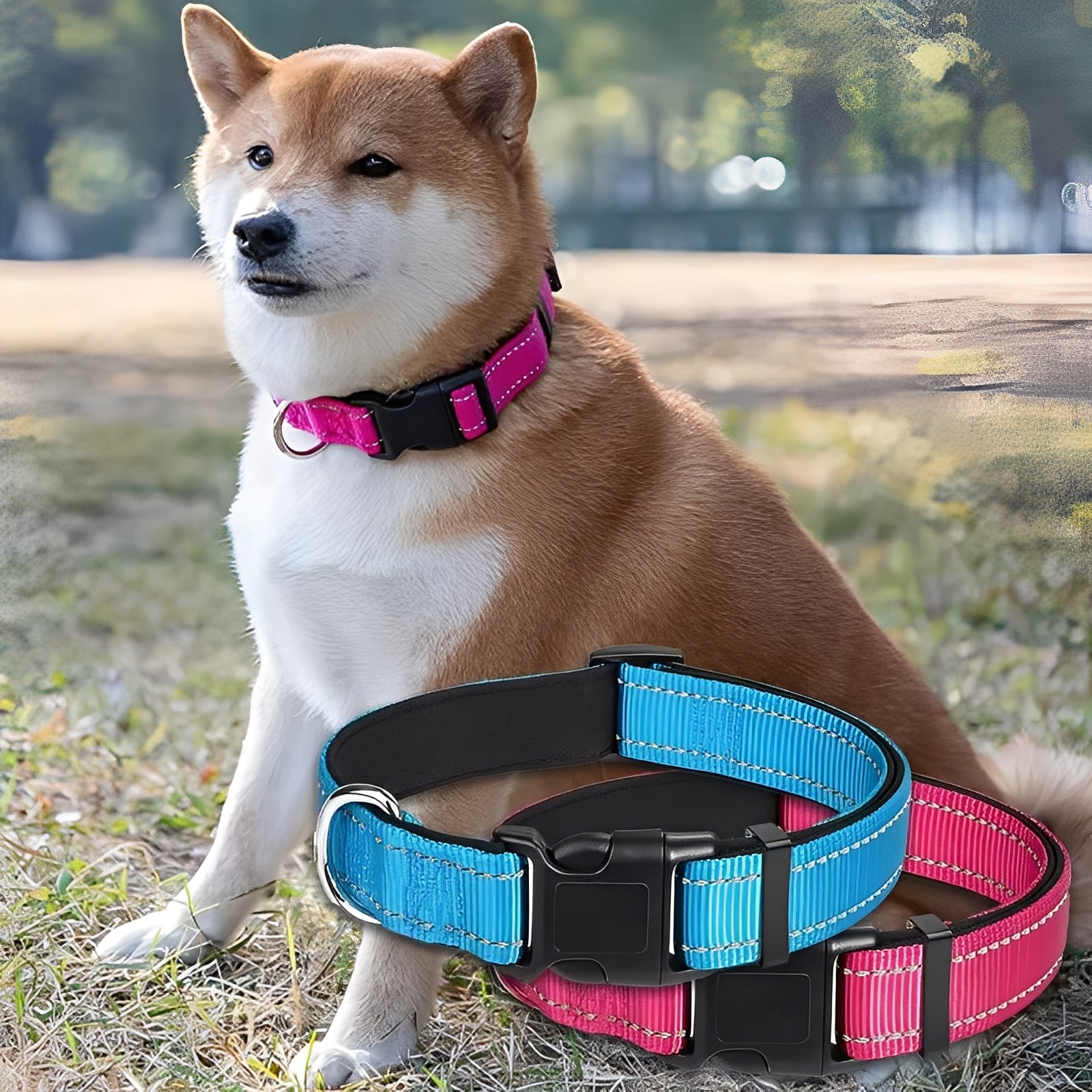 Verstellbarer Nylon-Hundehalsband mit Sicherheitsverschluss