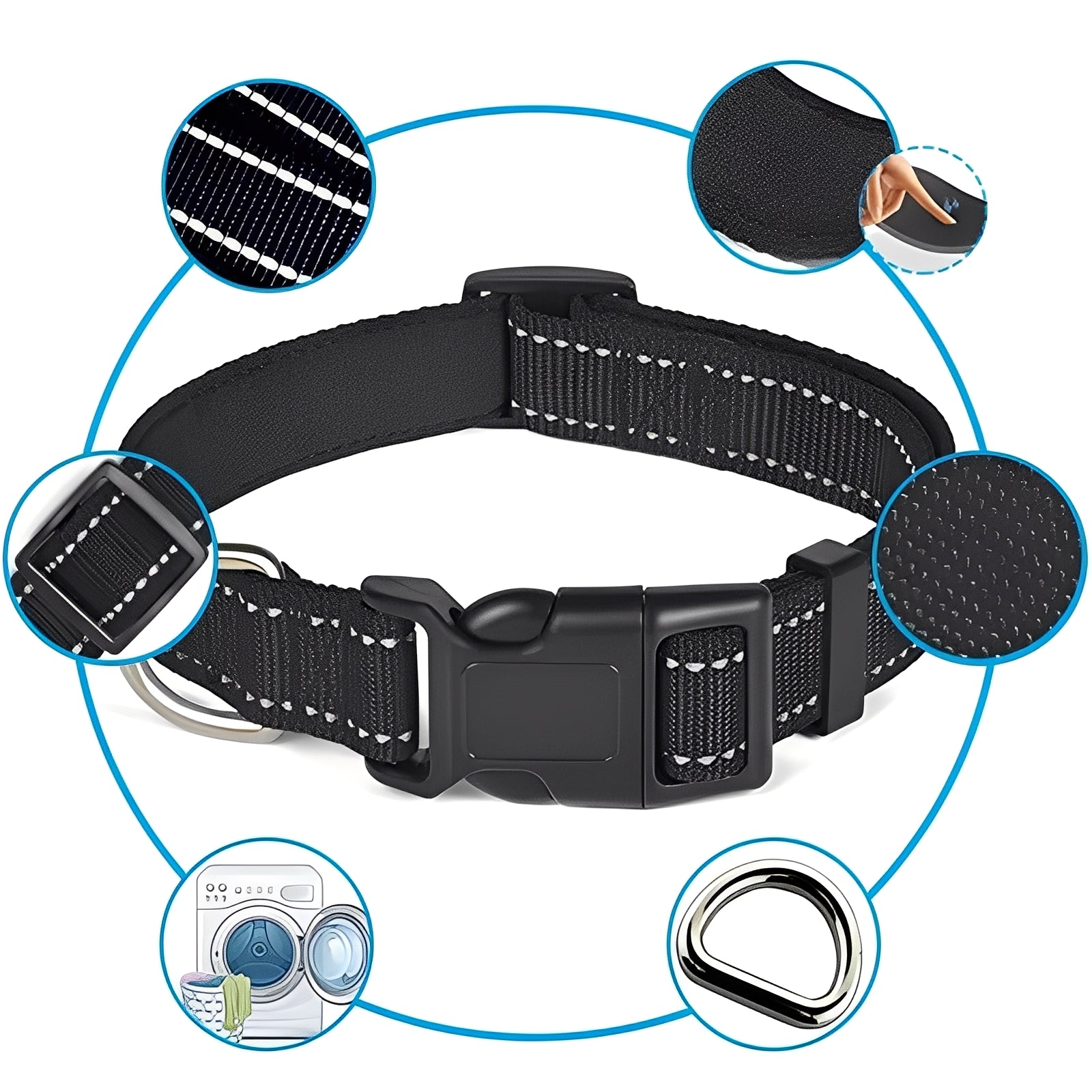 Verstellbares Nylon-Hundehalsband mit Clipverschluss