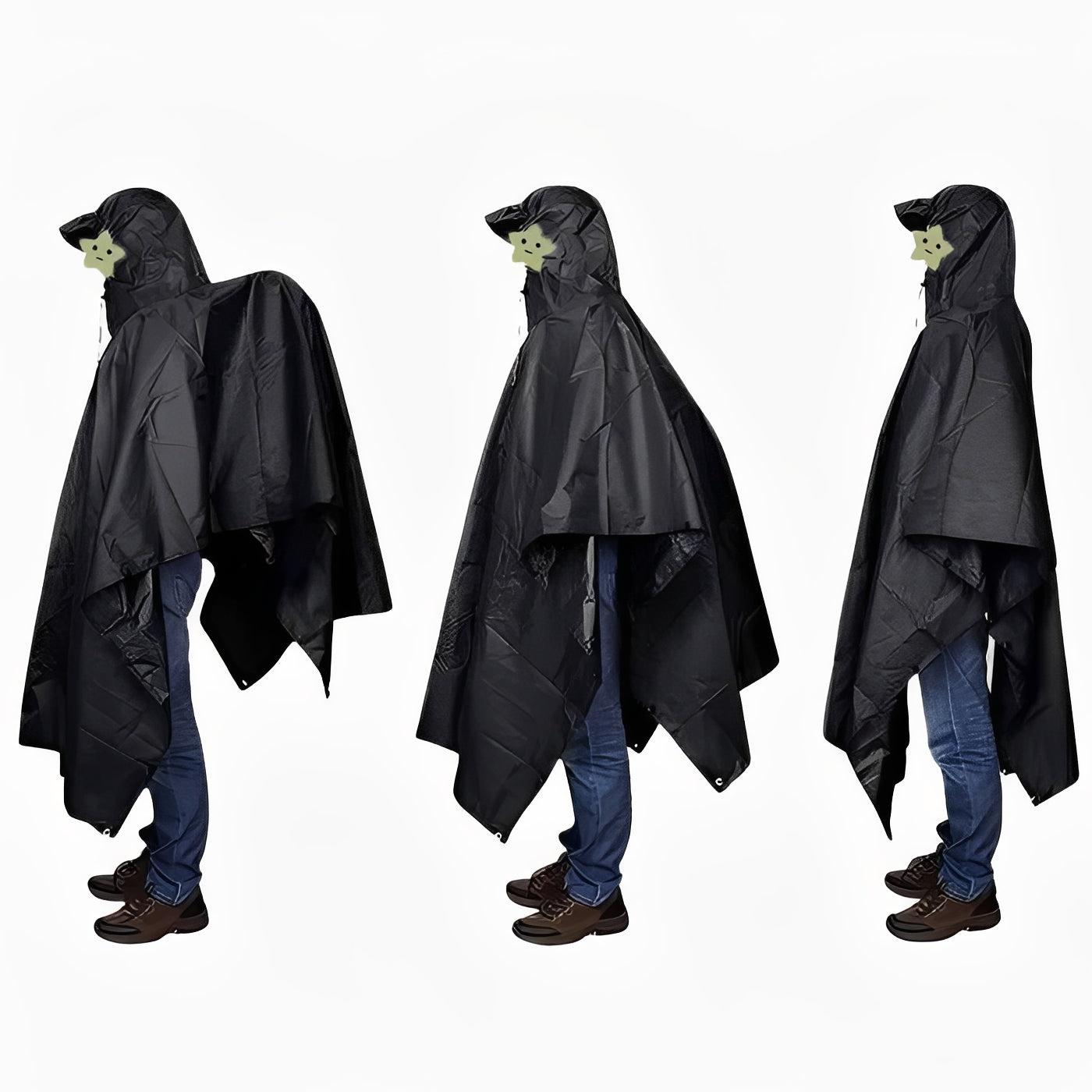 Leichter Regenponcho mit Kapuze und praktischer Tasche