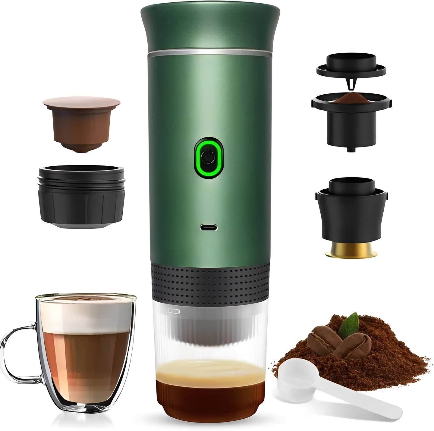 Kompakte USB-Kaffeemaschine mit 3 Brühmodi