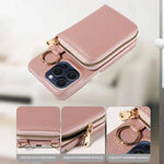 Elegante Lederhülle für iPhone mit Kartenfächern und Reißverschluss