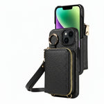 Elegante Ledertasche für iPhone mit Kartenfächern und Reißverschluss