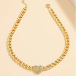 Eleganter Herz-Anhänger Choker mit kubanischer Kette