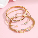 Glitzerndes Armband-Set mit Herz- und Unendlichkeitssymbolen