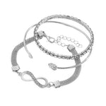Glitzerndes Armband-Set mit Herz- und Unendlichkeitssymbolen