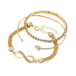 Glitzerndes Armband-Set mit Herz- und Unendlichkeitssymbolen