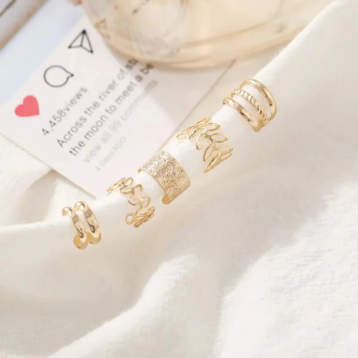Modisches Ohr-Cuff-Set im Blattdesign für Damen