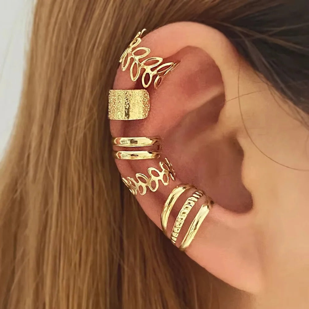 Modisches Ohr-Cuff-Set im Blattdesign für Damen