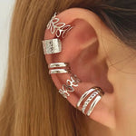 Modisches Ohr-Cuff-Set im Blattdesign für Damen