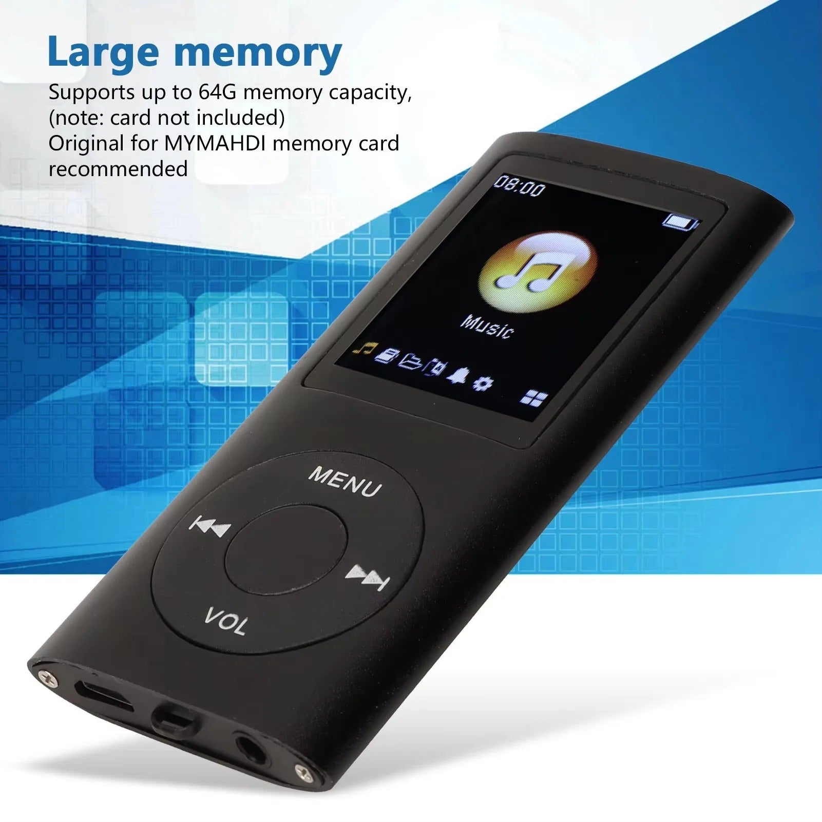 Kompakter MP3-Player mit 1,8 Zoll LCD-Display und Videofunktion