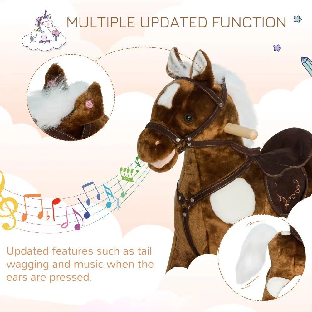Kuscheliges Schaukelpferd mit Musikfunktion für Kinder
