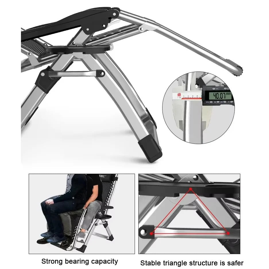 Faltbarer Outdoor-Lounge-Stuhl mit Getränkehalter und Neigefunktion