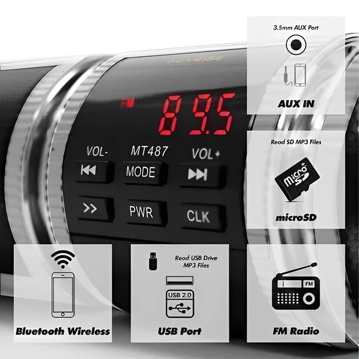 Bluetooth Motorrad Lautsprecher mit FM-Radio und USB-Anschluss