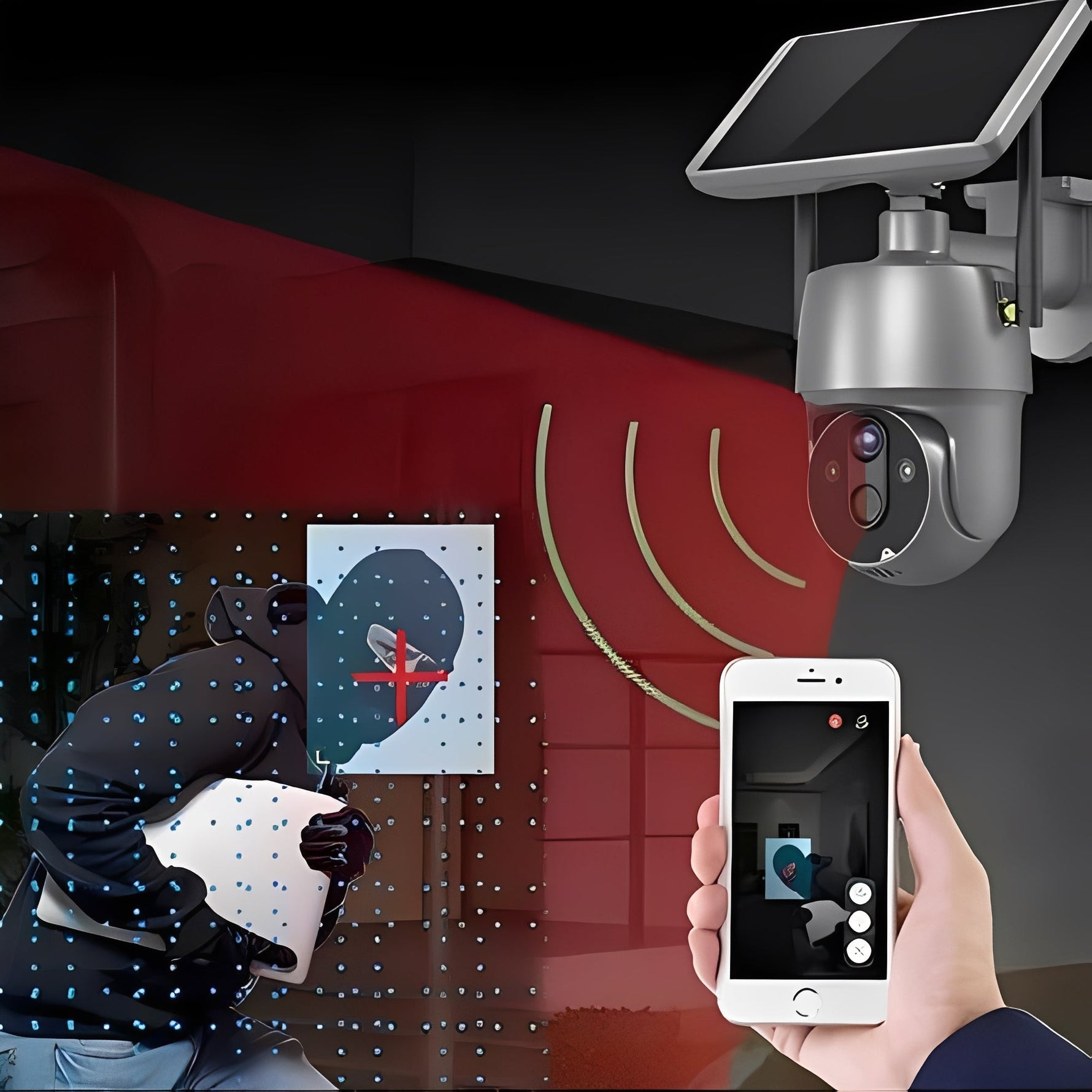 Solarbetriebene Außenkamera mit Bewegungsdetektion und Audio