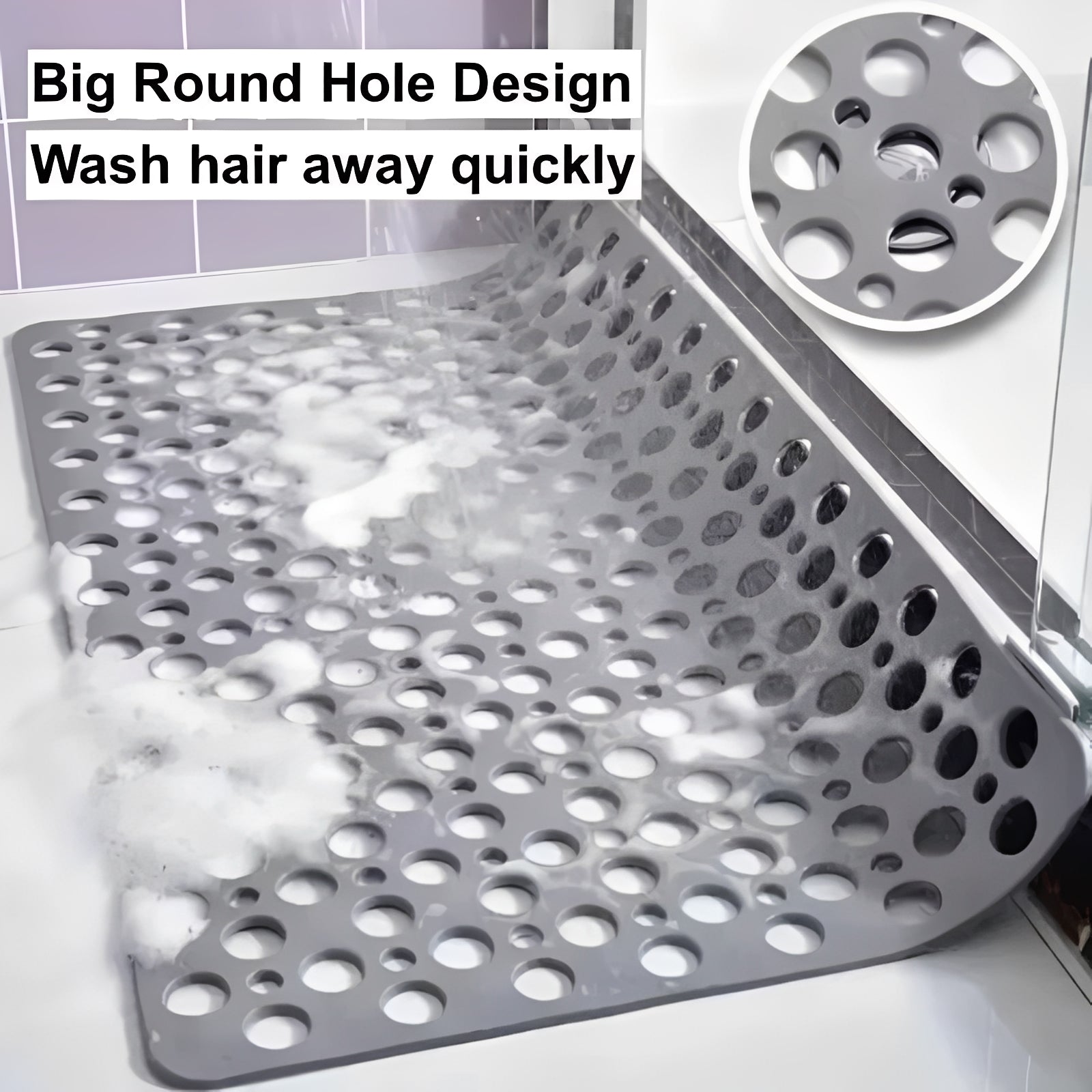 Rutschfeste Duschmatte mit Quadratdesign und Saugkörbchen
