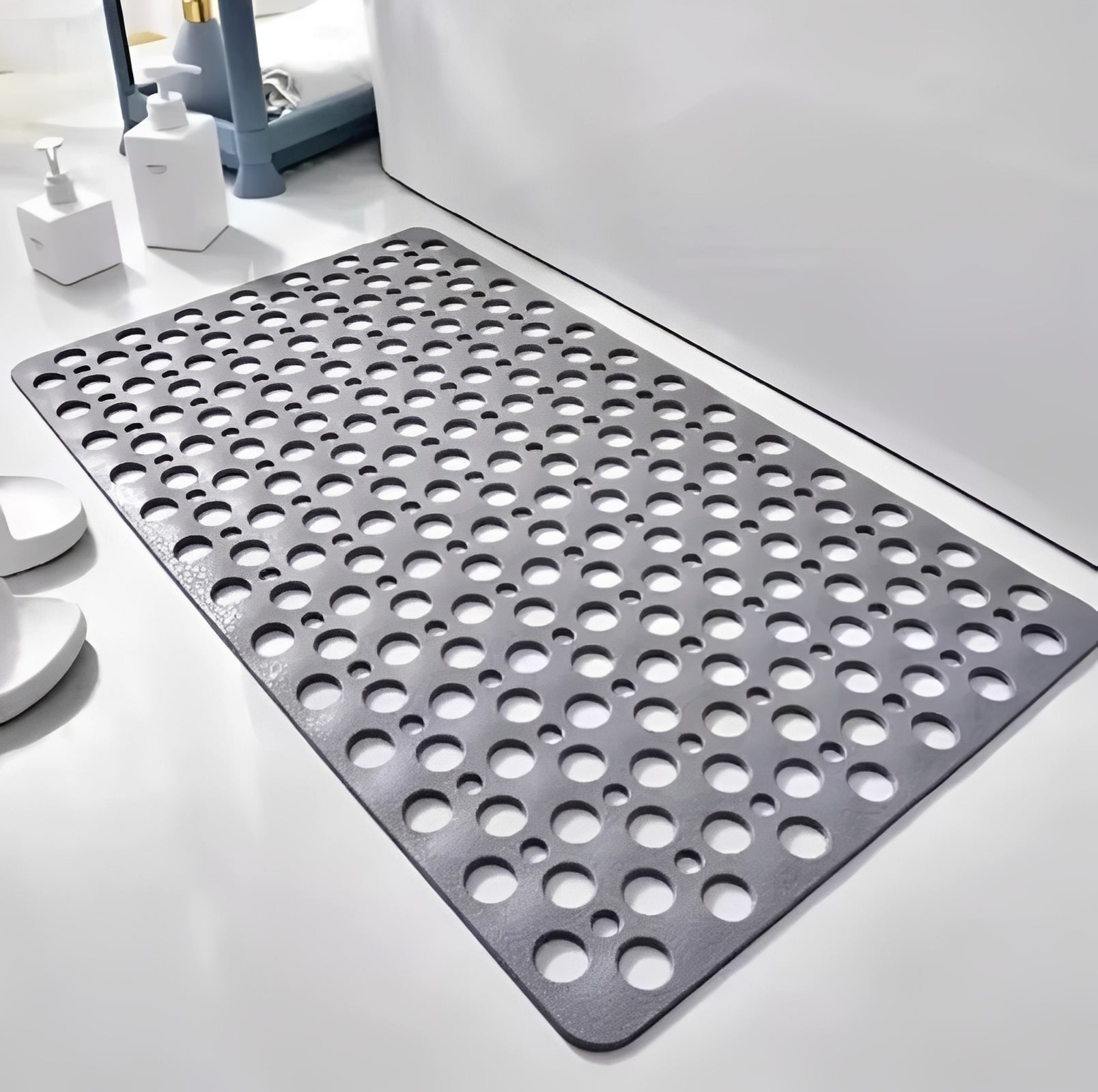Rutschfeste Duschmatte mit Quadratdesign und Saugkörbchen