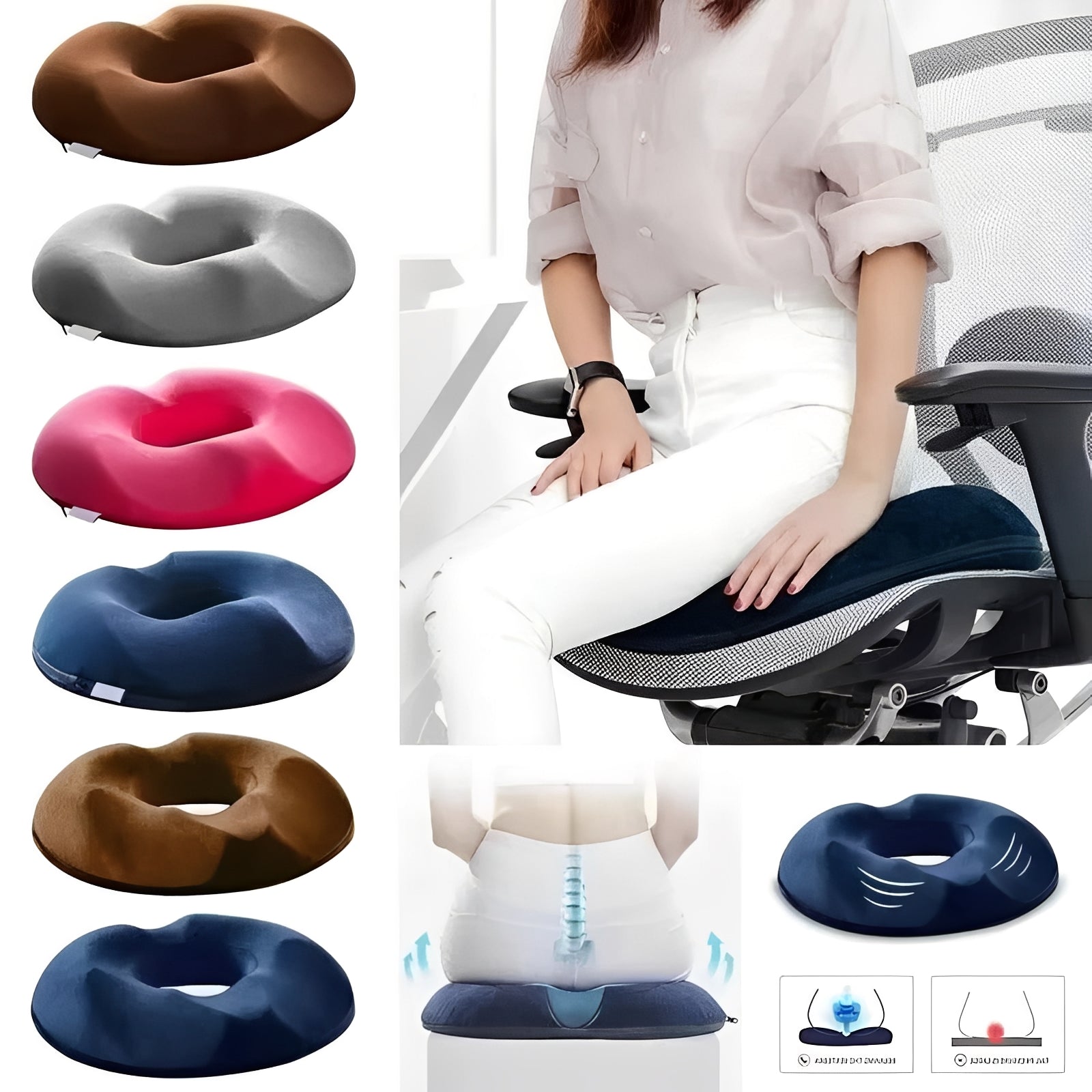 Bequemer Sitzkissen mit Memory-Schaum im Donut-Design