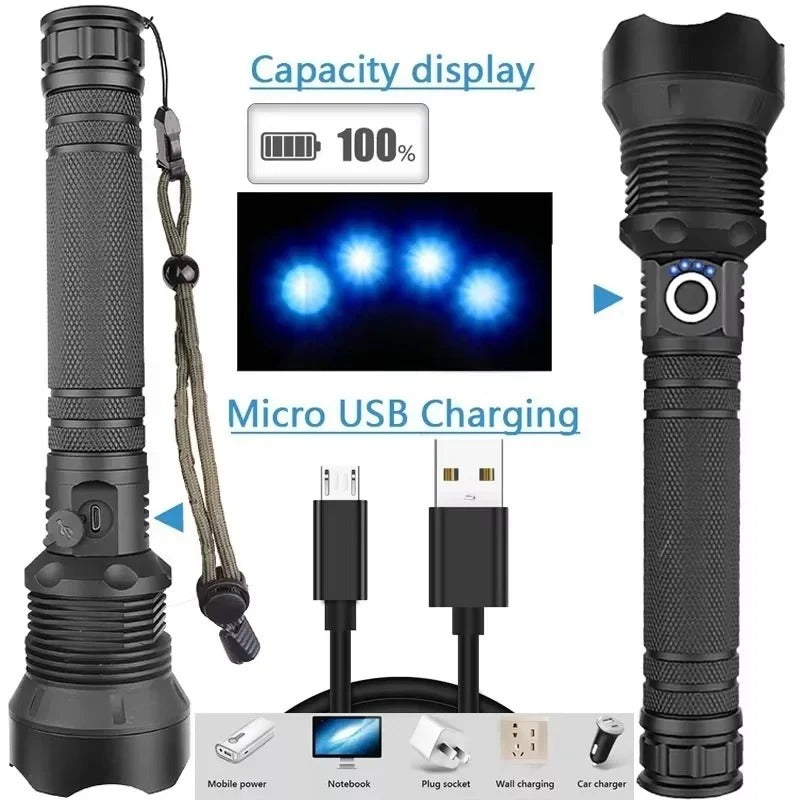 USB-Wiederaufladbare LED-Taschenlampe mit verstellbarem Strahl
