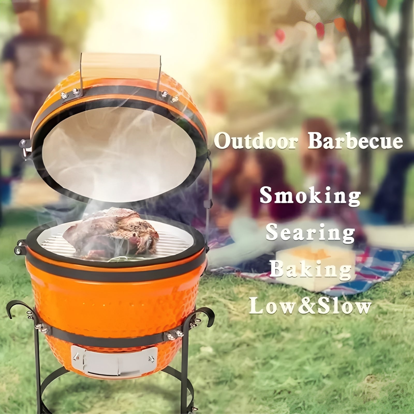 Kompakter Keramik-Grill für den Außenbereich mit 33 cm Stand