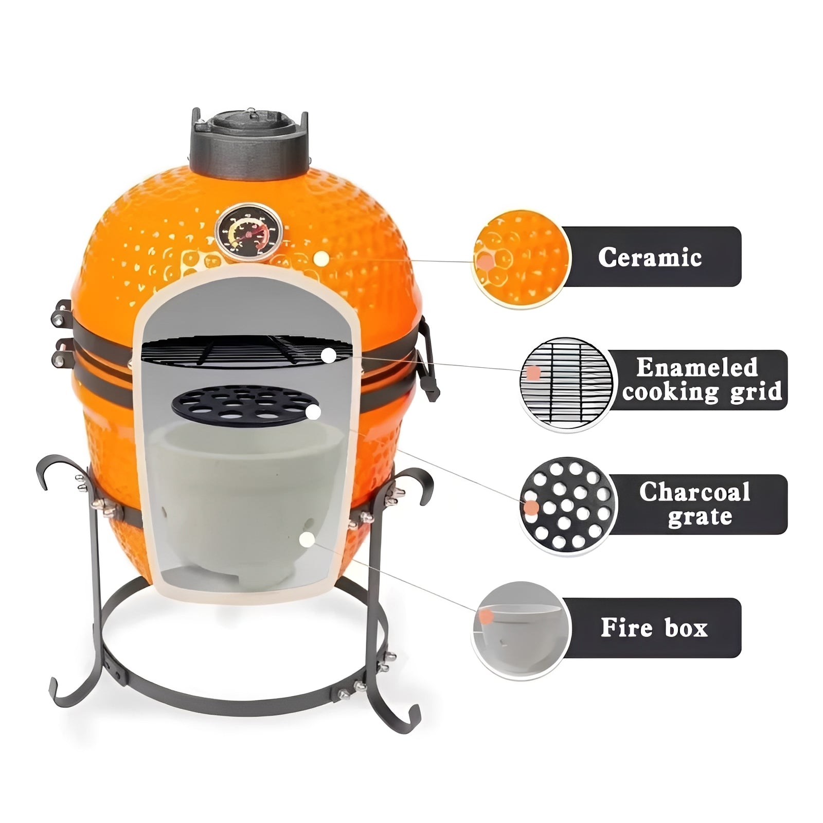 Kompakter Keramik-Grill für den Außenbereich mit 33 cm Stand