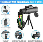Kompakter 40x60 Fernglas mit Smartphone-Halterung und Stativ