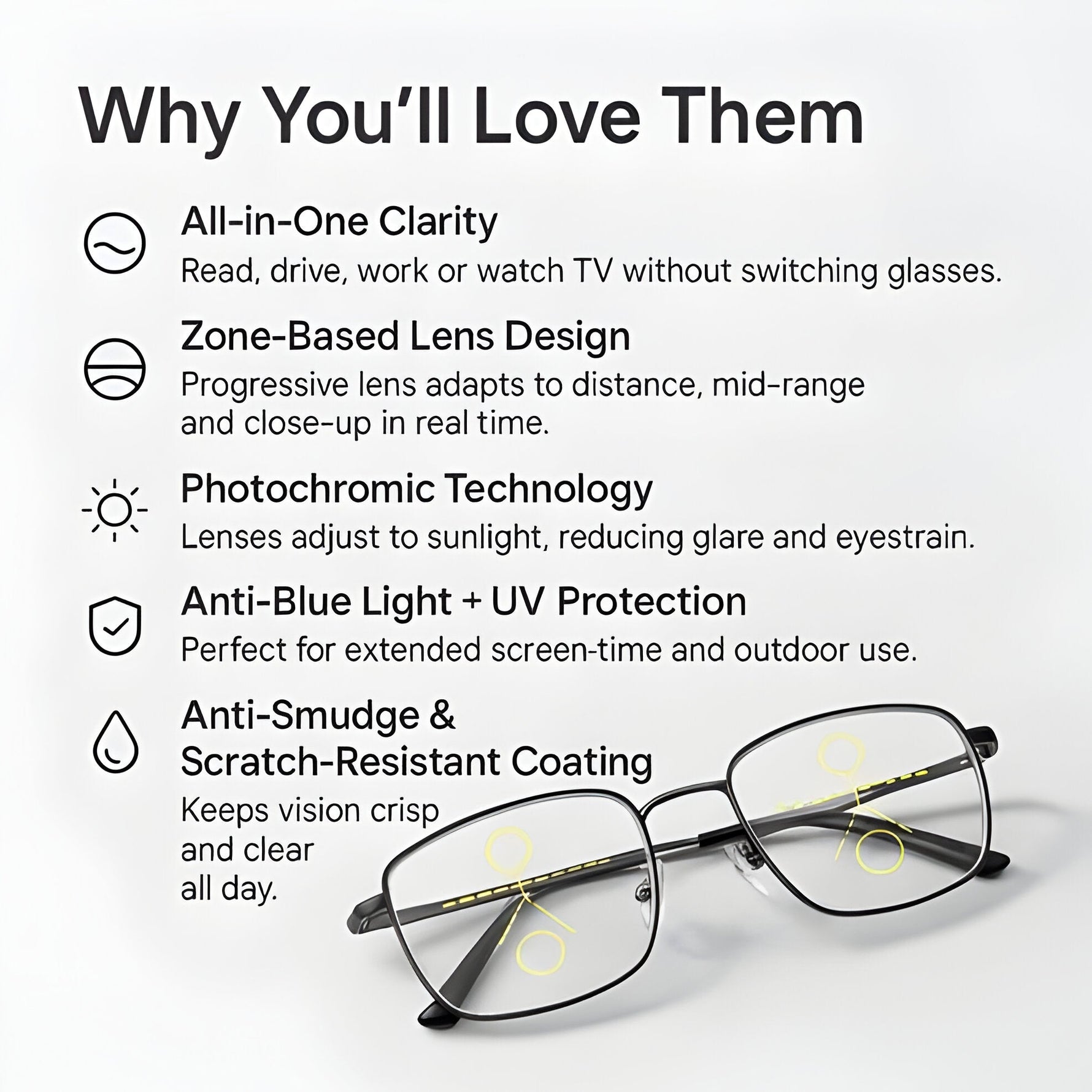 Intelligente Brille mit Anpassungsfähigen Gläsern