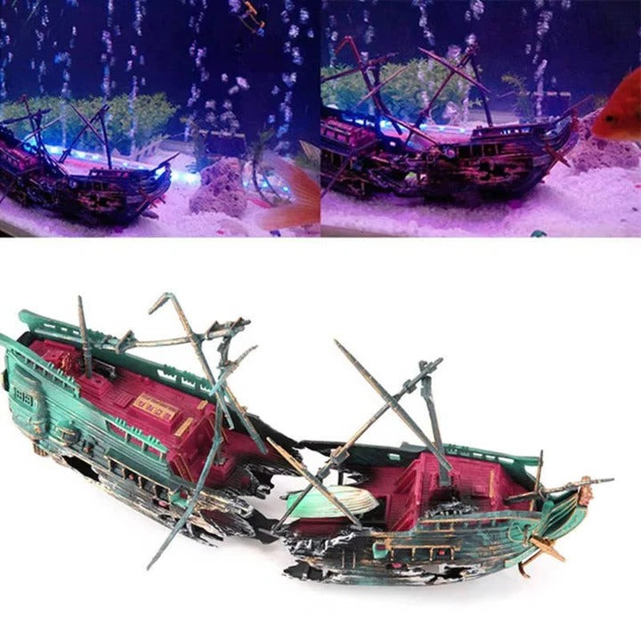 Versunkene Schiffswrack-Dekoration für Aquarien