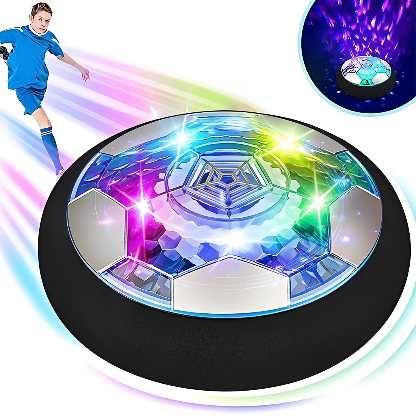 Schwebender Fußball mit LED-Lichtern für drinnen