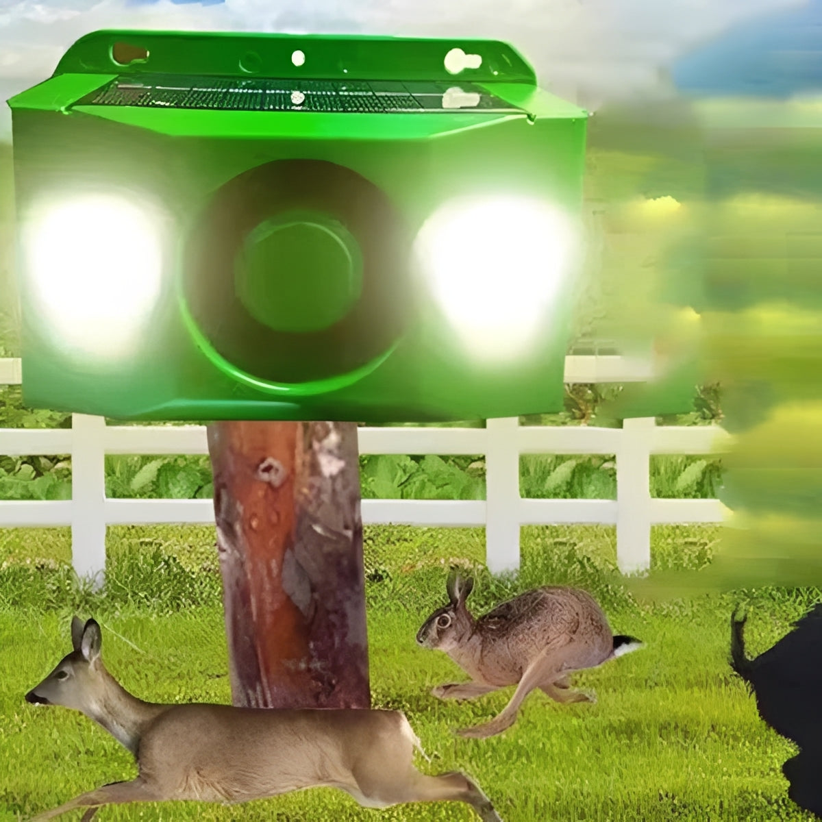 Solarbetriebenes Tierabwehrsystem mit Warnlicht
