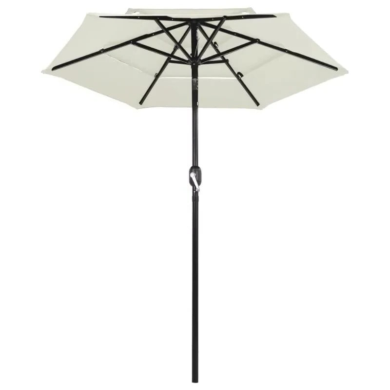 Dreischichtiger Sonnenschirm mit Kurbelfunktion und Aluminiumgestell