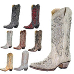 Funkelnde Stiefel mit Spitze und Farbblock-Design