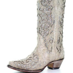 Funkelnde Stiefel mit Spitze und Farbblock-Design