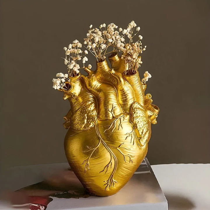 Herzförmige Vase aus Bambus und Holz für besondere Anlässe