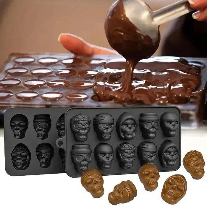 Gruselige Eiswürfelform mit 10 Schädel-Fächern für kreative Drinks