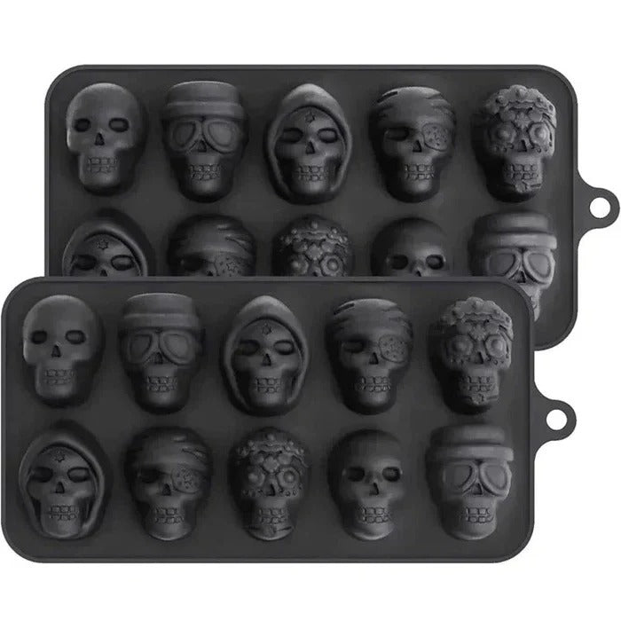 Flexibles Silikon-Eiswürfelform in Totenkopf-Design mit 10 Fächern