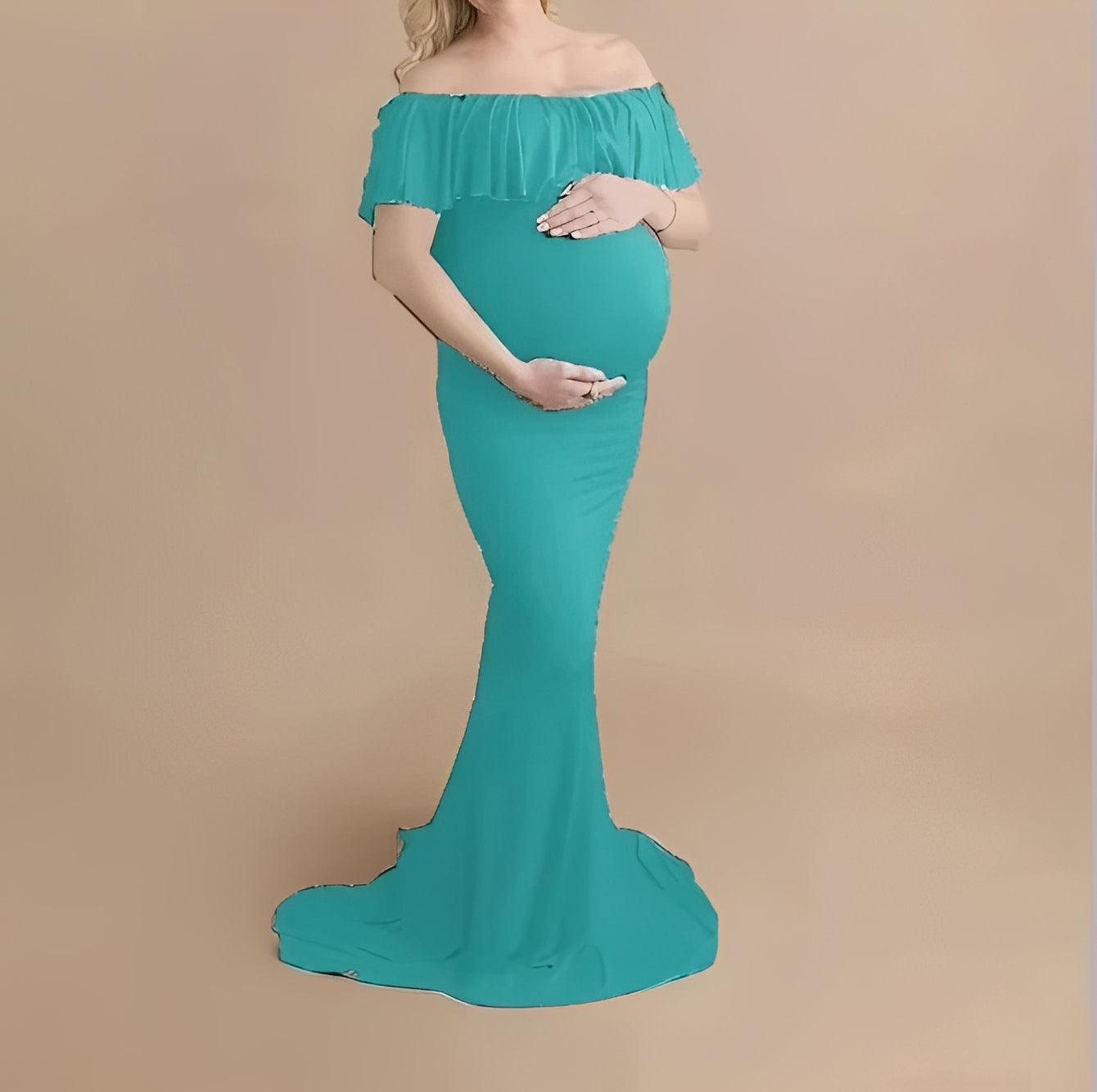 Elegantes Schwangerschafts-Fotoshooting-Kleid mit Fließendem Design