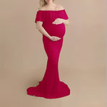 Elegantes Schwangerschafts-Fotoshooting-Kleid mit Fließendem Design