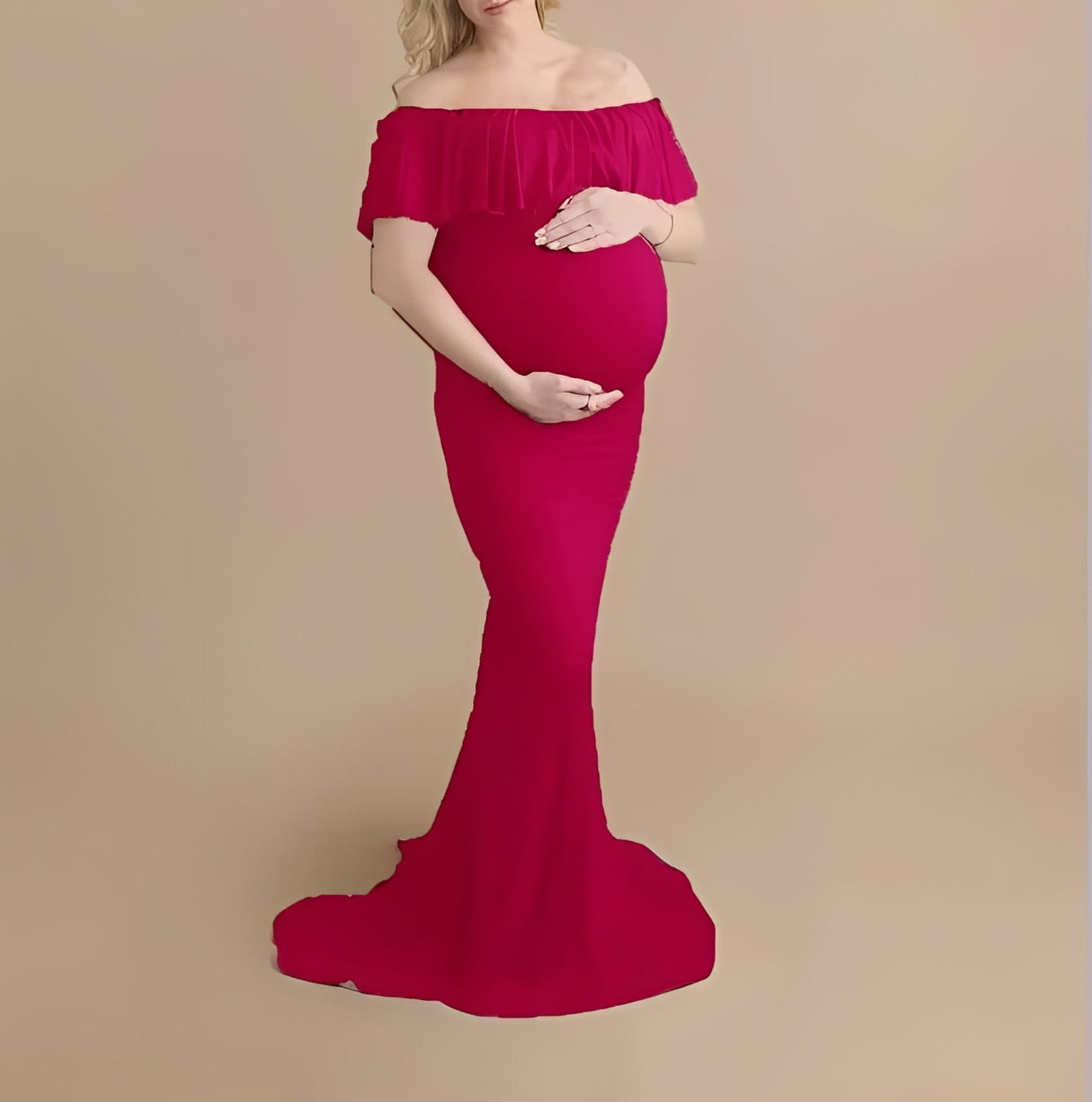 Elegantes Schwangerschafts-Fotoshooting-Kleid mit Fließendem Design