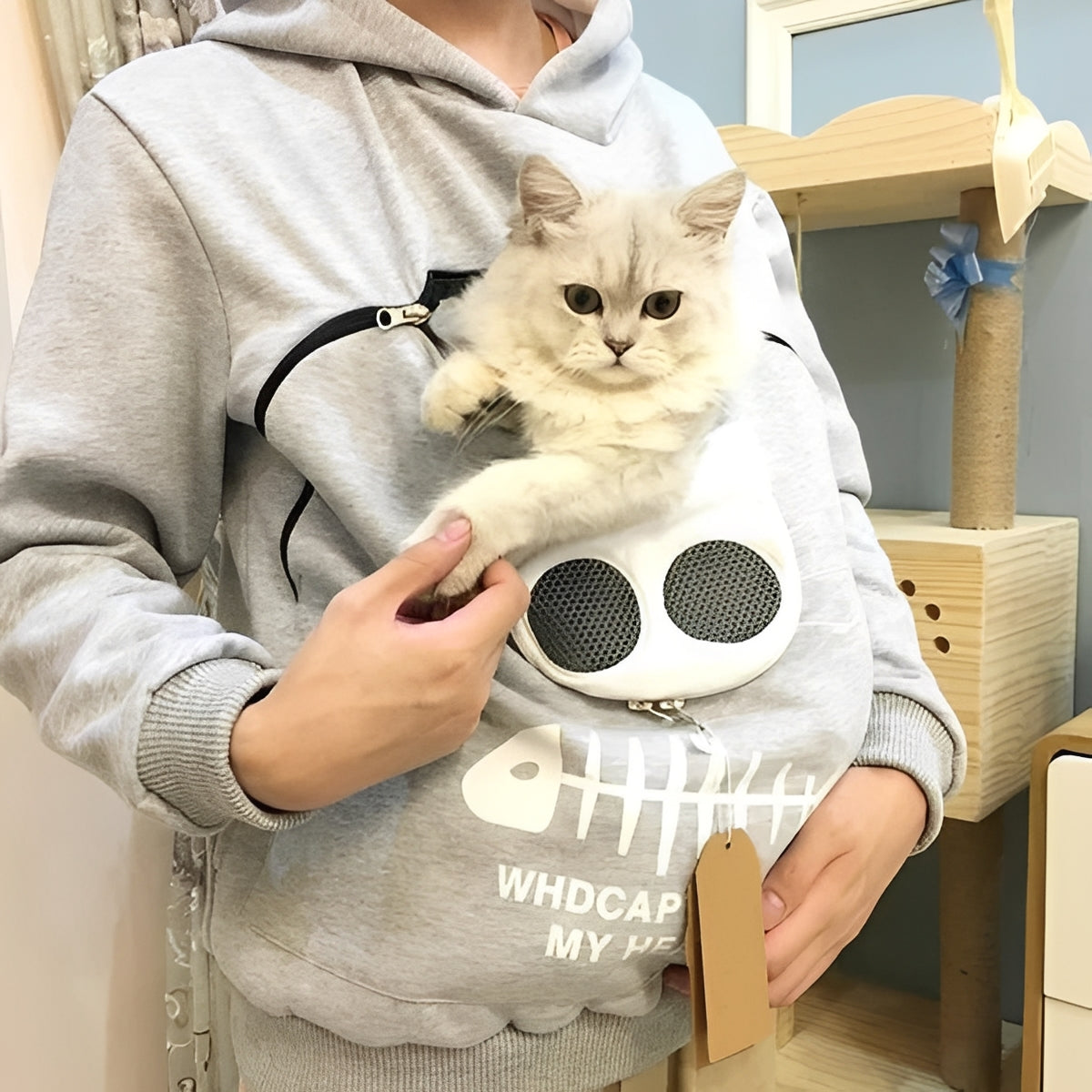 Katzenfreund Hoodie mit Kuscheltasche für Haustiere