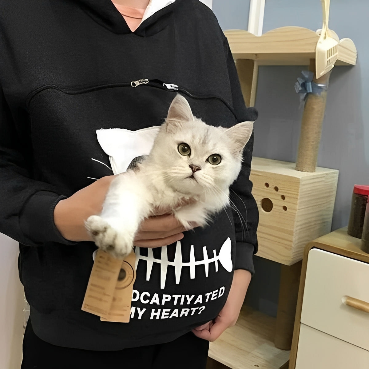 Katzenfreund Hoodie mit Kuscheltasche für Haustiere